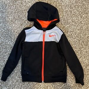 Nike Kids Black and Gray Hoodie with Orange Accents